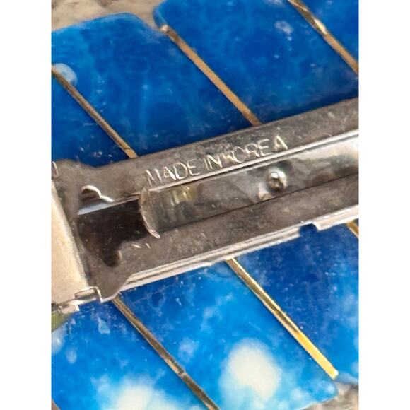 VTG Large 1980s Wire Wrapped Hair Clip 3.5" turquoise Blue Resin Barrette KOREA - Picture 4 of 7